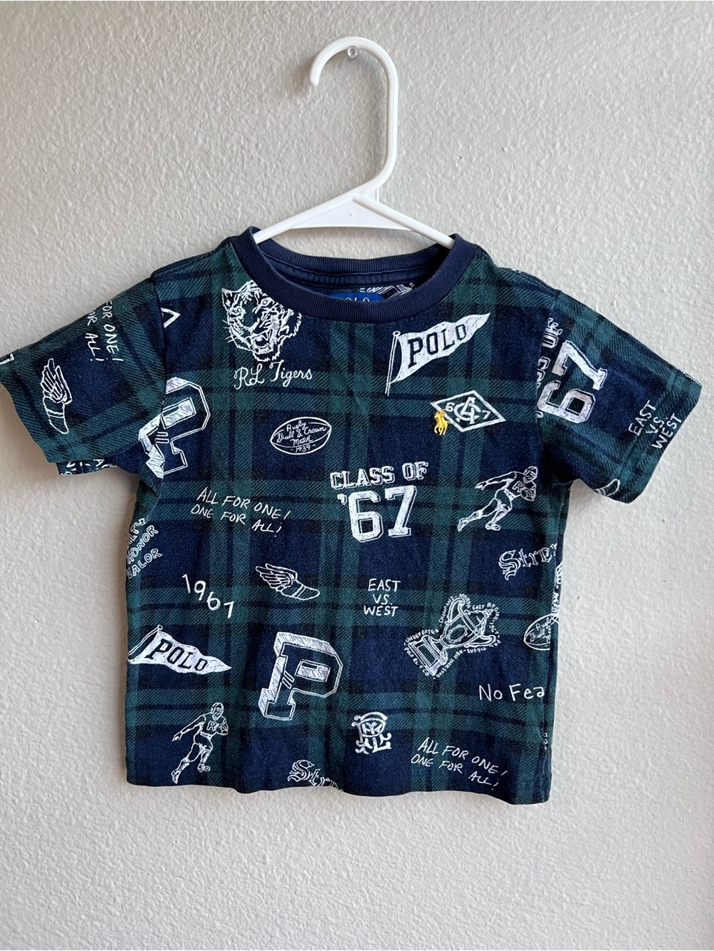 Polo by Ralph Lauren Navy & Green Plaid Graphic Tee